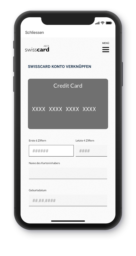 Registrierung Swisscard App Step 5